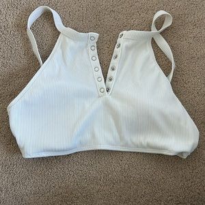 white aerie bikini top ribbed Henley